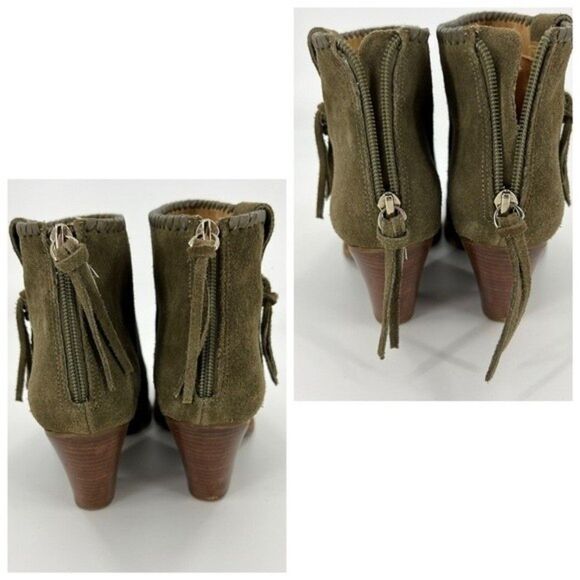 Jack Rogers Greer Boho Suede Ankle Booties Olive Size 8 - Picture 13 of 16